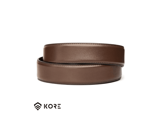 חגורת נשק עור ראצט - צבע חום - חברת KORE עם אבזם x6 צבע GUNMETAL מטא