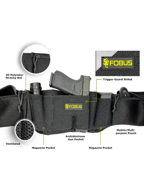 חגורה אלסטית לנשיאת אקדח - FOBUS  דגם 2025 - מתאים לספורט מואץ